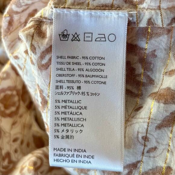 Cleobella cotton floral and gold thread yoke neck blouse sz xs - Picture 7 of 8